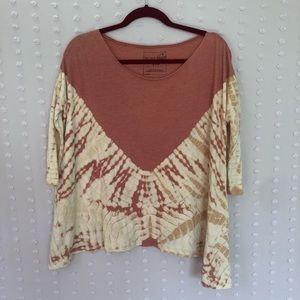 We the Free Oversized Tie Dye 3/4 Sleeve Top